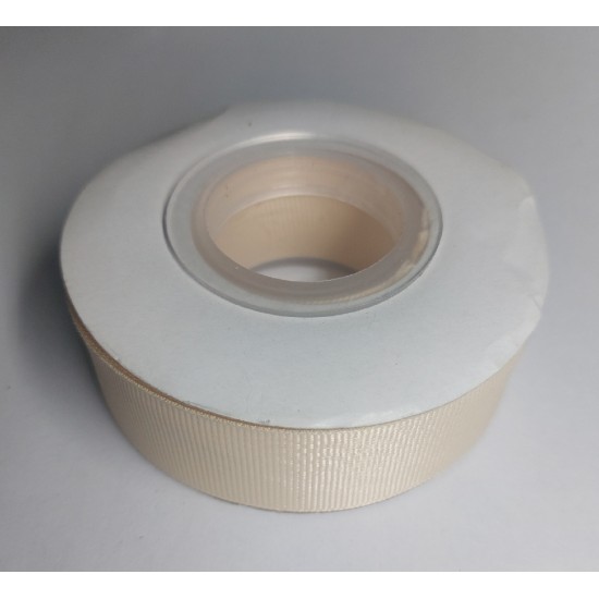 Лента репсовая однотонная 2,5 см*20 ярдов цв. кремовый, цена за катушку